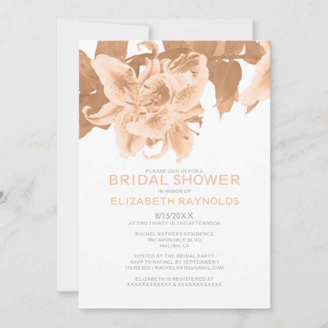 Convites de chá de panela da Flor de Pêssego (Frente)