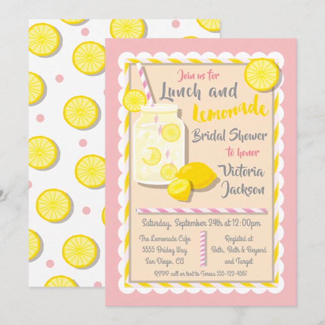 Convites de chá de panela de almoço e de limonada (Frente/Verso)