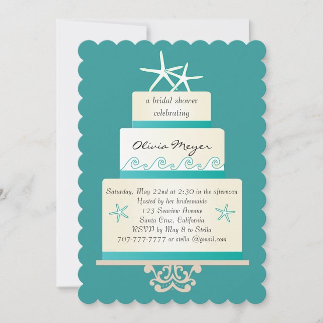 Convites de chá de panela De Bolo De Casamento De  (Frente)