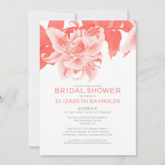 Convites de chá de panela de flores corais