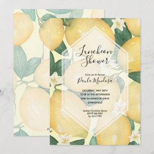 Convites de chá de panela de limões de aquarelas