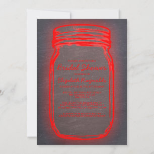 Convites de chá de panela de Mason Jar Vermelho e