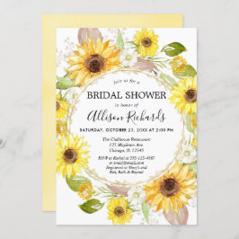 convites de chá de panela de noiva girassol aquare