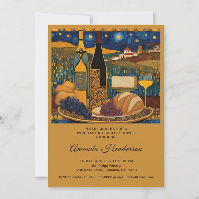 Convites de chá de panela de Provando de vinho (Frente)