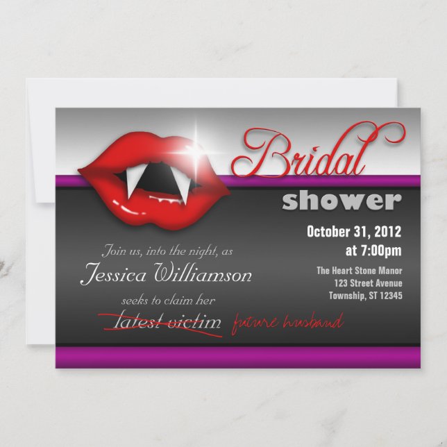 Convites de chá de panela de Vampiro de Halloween (Frente)