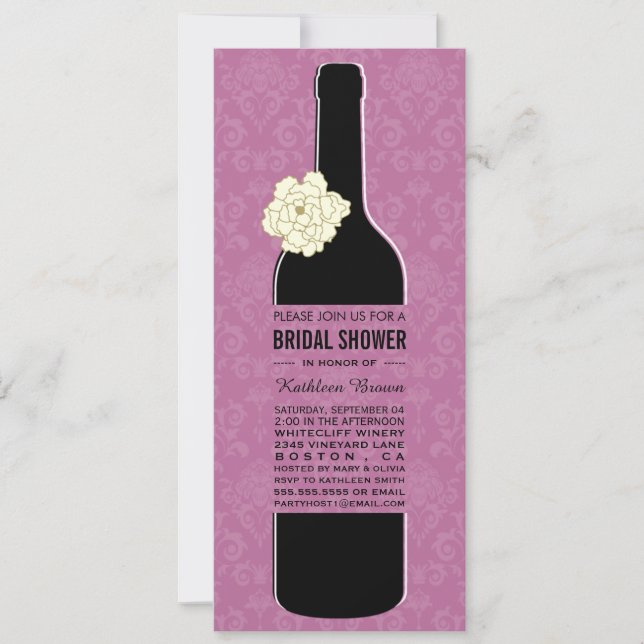 Convites de chá de panela de vinho elegantes (Frente)