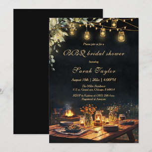 Convites de chá de panela editáveis com CHURRASCO