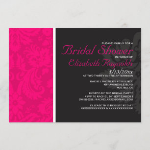 Convites de chá de panela Fuchsia Damask