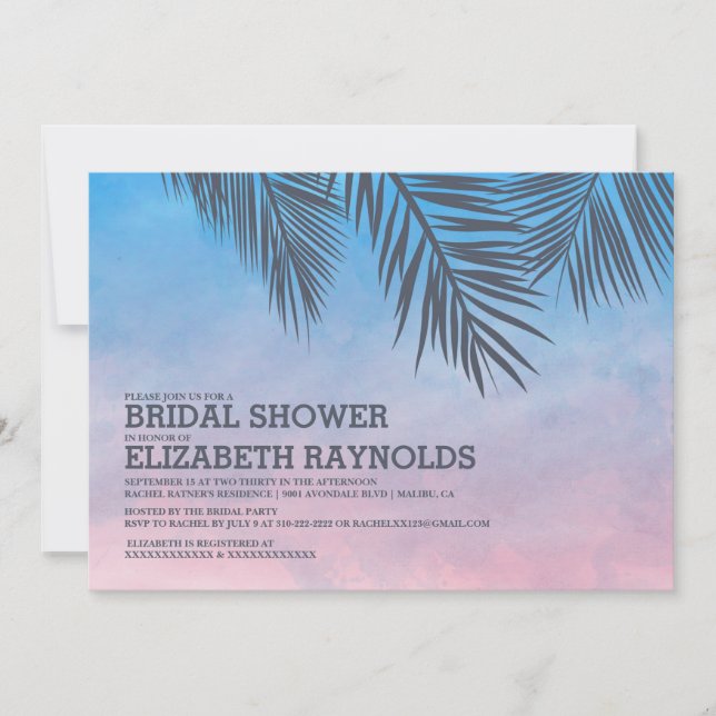 Convites de chá de panela modernos de árvores palm (Frente)