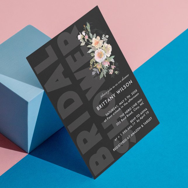 Convites de chá de panela modernos e negros (Personalized Modern & Bold Bridal Shower Invitations)