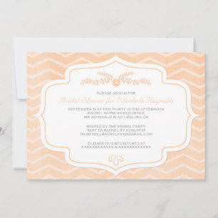 Convites de chá de panela Peach Chevron