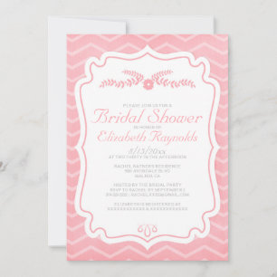 Convites de chá de panela Pink Chevron Stripes