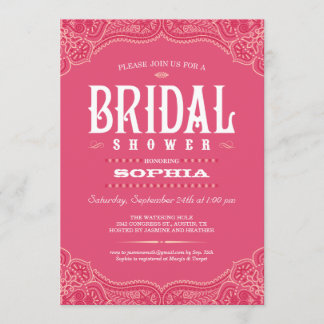 Convites de chá de panela Rosa Paisley Cowgirl