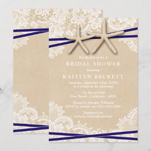 Convites de chá de panela Rustic Starfish Beach