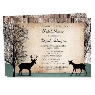 Convites de chá de panela Rustic Woodsy Deer