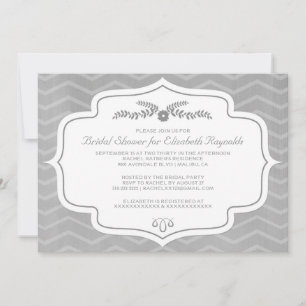 Convites de chá de panela Silver Chevron