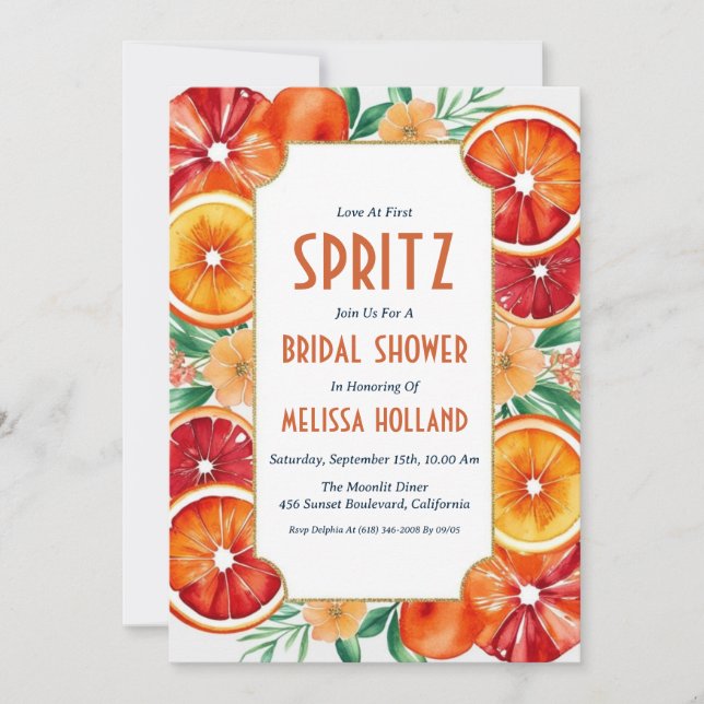 convites de chá de panela spritz de aperol (Frente)