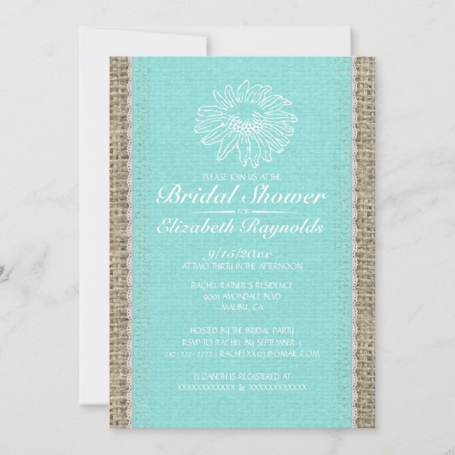 Convites de chá de panela Teal Vintage Lace (Frente)