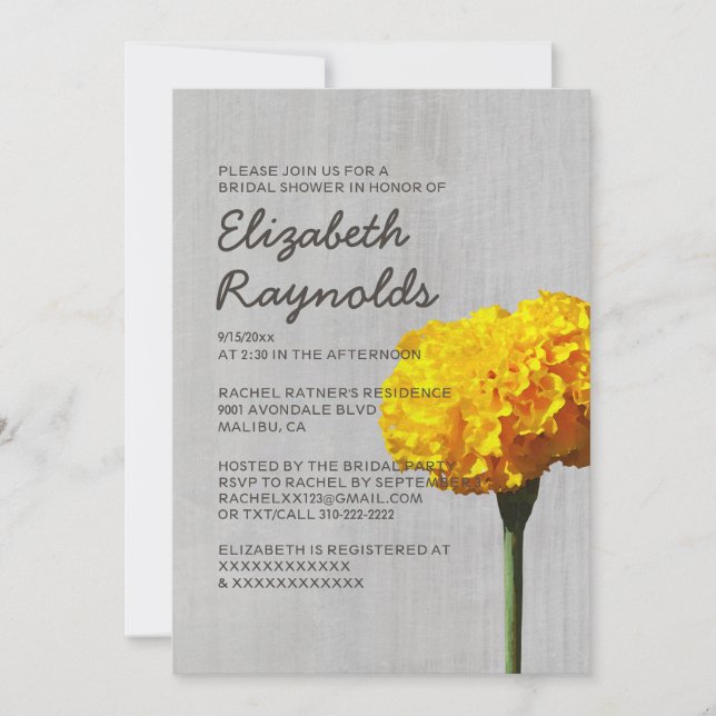 Convites de chá de panela Vintage Marigold (Frente)