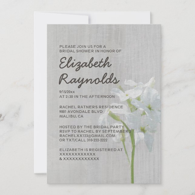 Convites de chá de panela Vintage Matthiola (Frente)