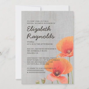 Convites de chá de panela Vintage Poppy