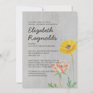 Convites de chá de panela Vintage Ranunculus