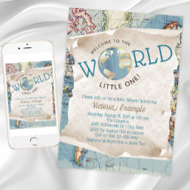 Convites de Chamada de Bebê com Mapa Antigo