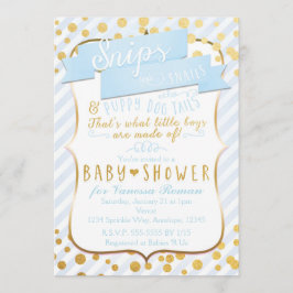 Convites de Chás de Bebê Azul e Dourado Snips & Sn