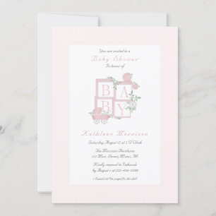 Convites de Chás de Bebê Clássicos com Blocos e Ca