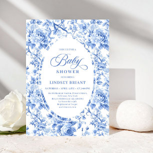 Convites de Chás de Bebê Clássicos Navy Azul Toile