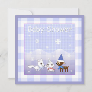 Convites de Chás de Bebê de Inverno Raposa Coelho 