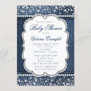 Convites de Chás de Bebê Denim Diamond Baby