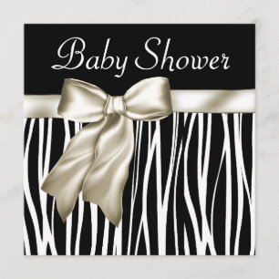 Convites de Chás de Bebê Preto Marfim Zebra