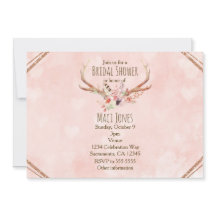 Convites de Chifre de Veado Floral Rosa Blush