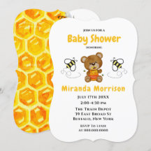 Convites de Churrasco de Bebê Abelha e Urso Teddy