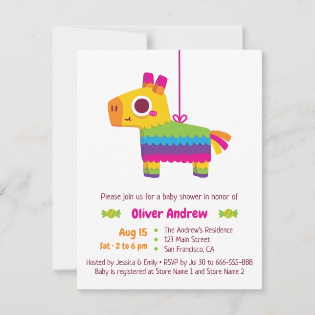 Convites de Churrasco de Bebê com Doces de Pinata  (Frente)