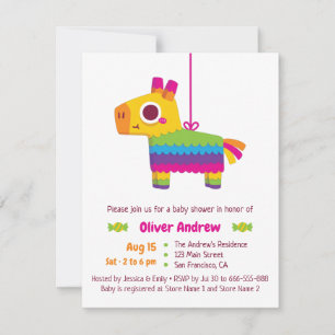 Convites de Churrasco de Bebê com Doces de Pinata 