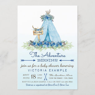 Convites de Churrasco de Bebê Menino Tribal TeePee