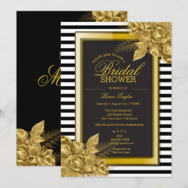 Convites de Churrasco de Noiva Preto/Ouro Elegante