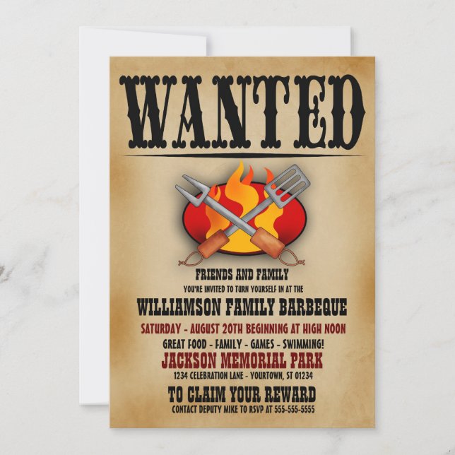 Convites de Churrasco Familiar com Cartaz de Procu (Frente)