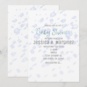 Convites de Chuva Azul de Baby Shower em Aquarela