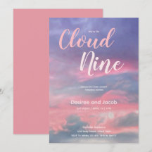 Convites de Chuva de Bebê Nuvem Nove Menina Rosa A