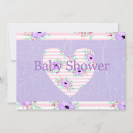 Convites de Chuvada de Bebê com Floral Roxo para M