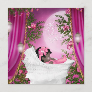 Convites de Chuvada de Bebê Menina Pink Moon