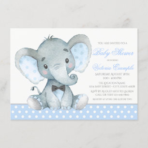 Convites de Chuvada de Bebê Menino Elefante
