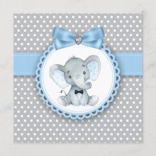 Convites de Chuvada de Bebê Menino Elefante Azul C
