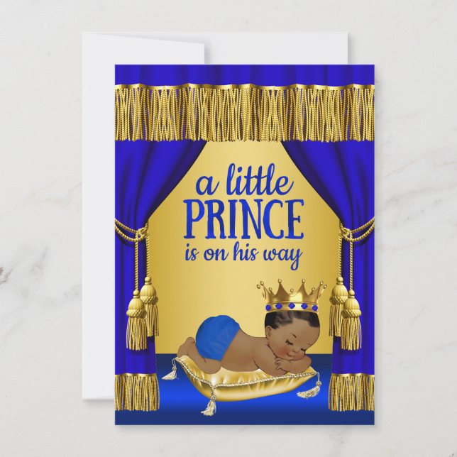 Convites de Chuvada de Bebê Príncipe Étnico Blue G (Frente)