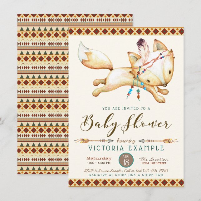 Convites de Chuvada de Bebê Tribal Asteca Rapaz Ra (Frente/Verso)