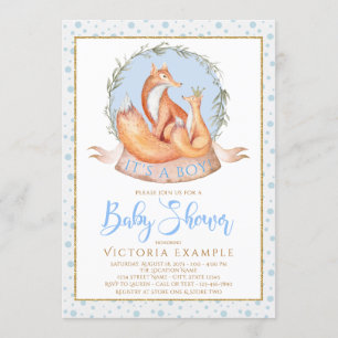 Convites de Chuvade Bebê Menino Raposa de Inverno 