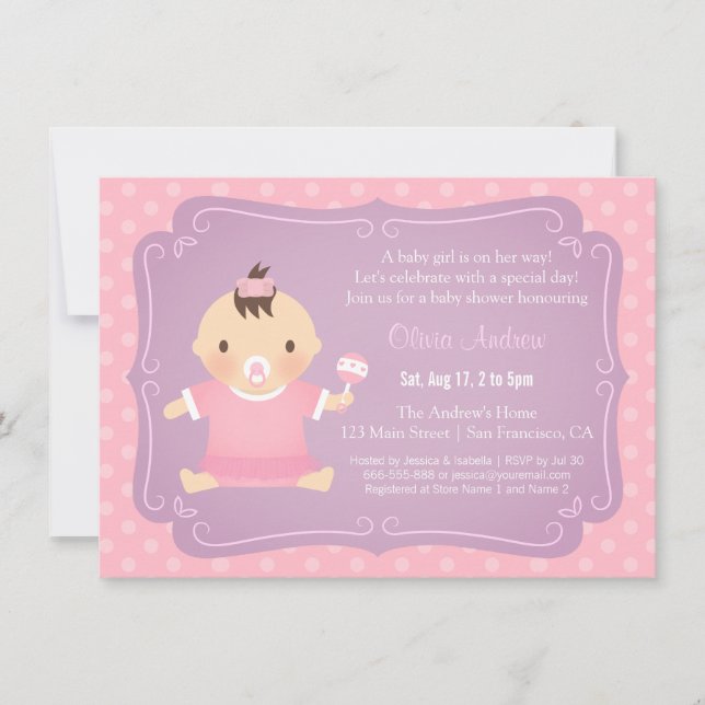 Convites de Chuveiro de Bebê Menina com Tutu Fofos (Frente)